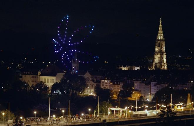 Drohnenshow Swisscom Bern Sur le Pont Kornhausbrücke